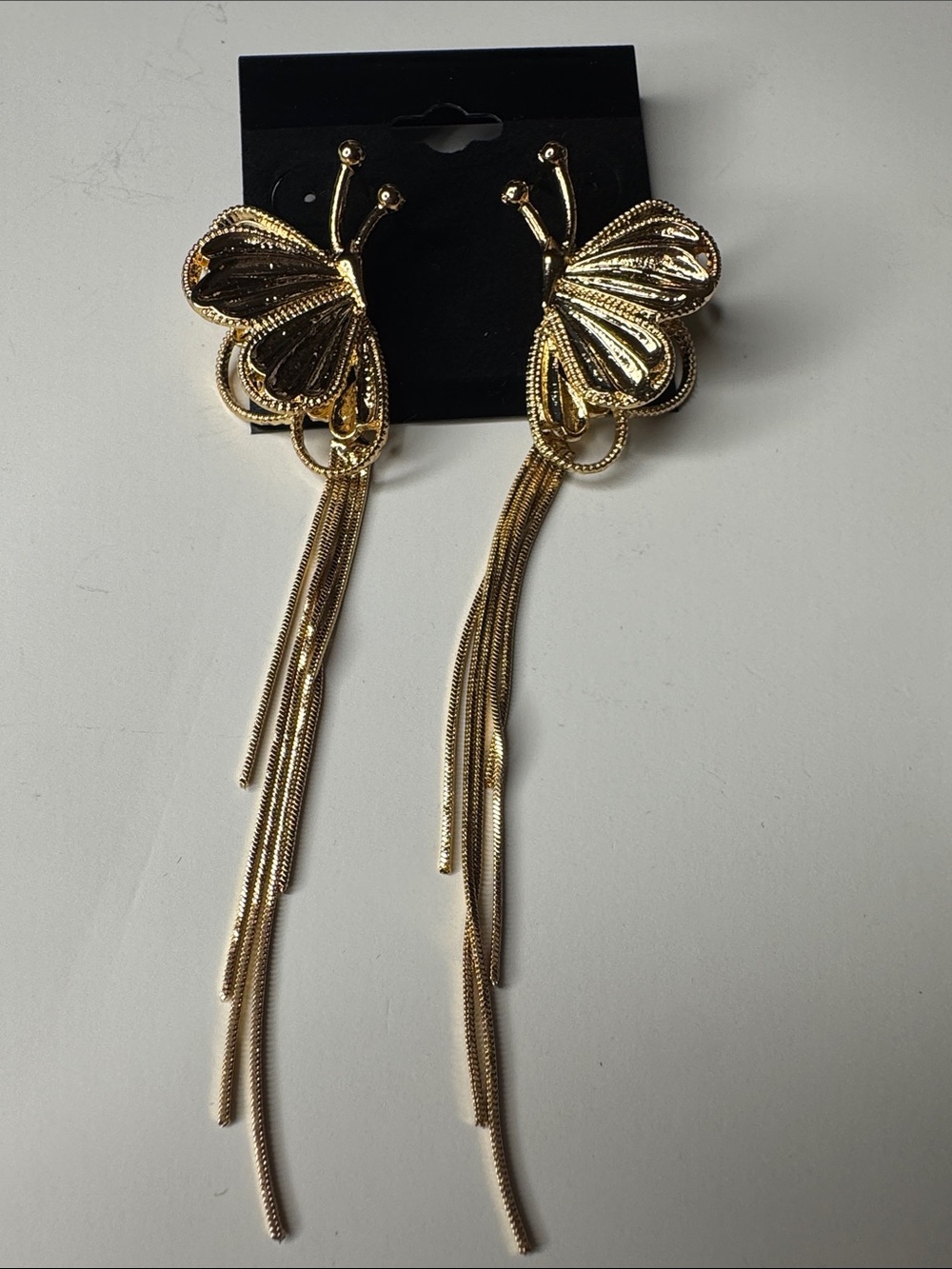 Gold tone Butterfly Dangle Tassel Earrings for Women